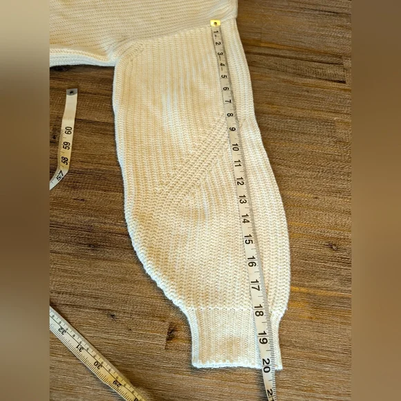 SEZANE Peter Laced Merino Blend Ribbed Flip Collar Jumper in Ecru Size S - Picture 10 of 15